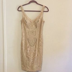 Sue Wong Nocturne Champagne Color Cocktail Dress